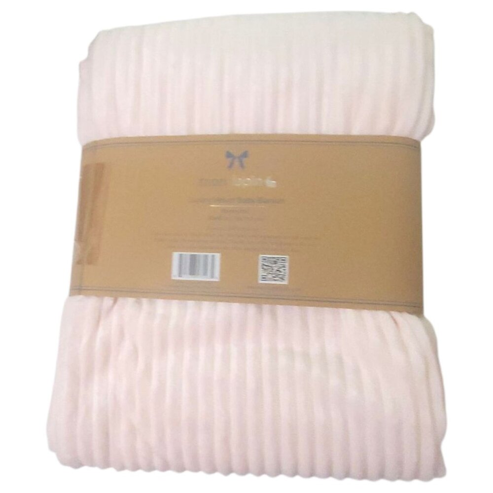 Mon Lapin Luxury Velvet Baby Blanket Reversible Pink & White 30x40 Inches Ribbed - Picture 4 of 5